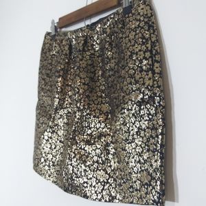 J Crew 2 Metallic Gold Flower Black Mini Skirt